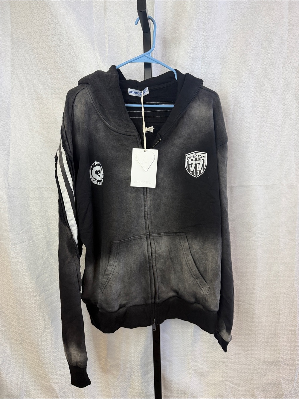 Aelfric Eden Black & Faded Gray Zip-Up Hoodie